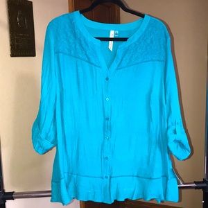 NY Collection Woman Top, Teal, Sz 3X, NWT!